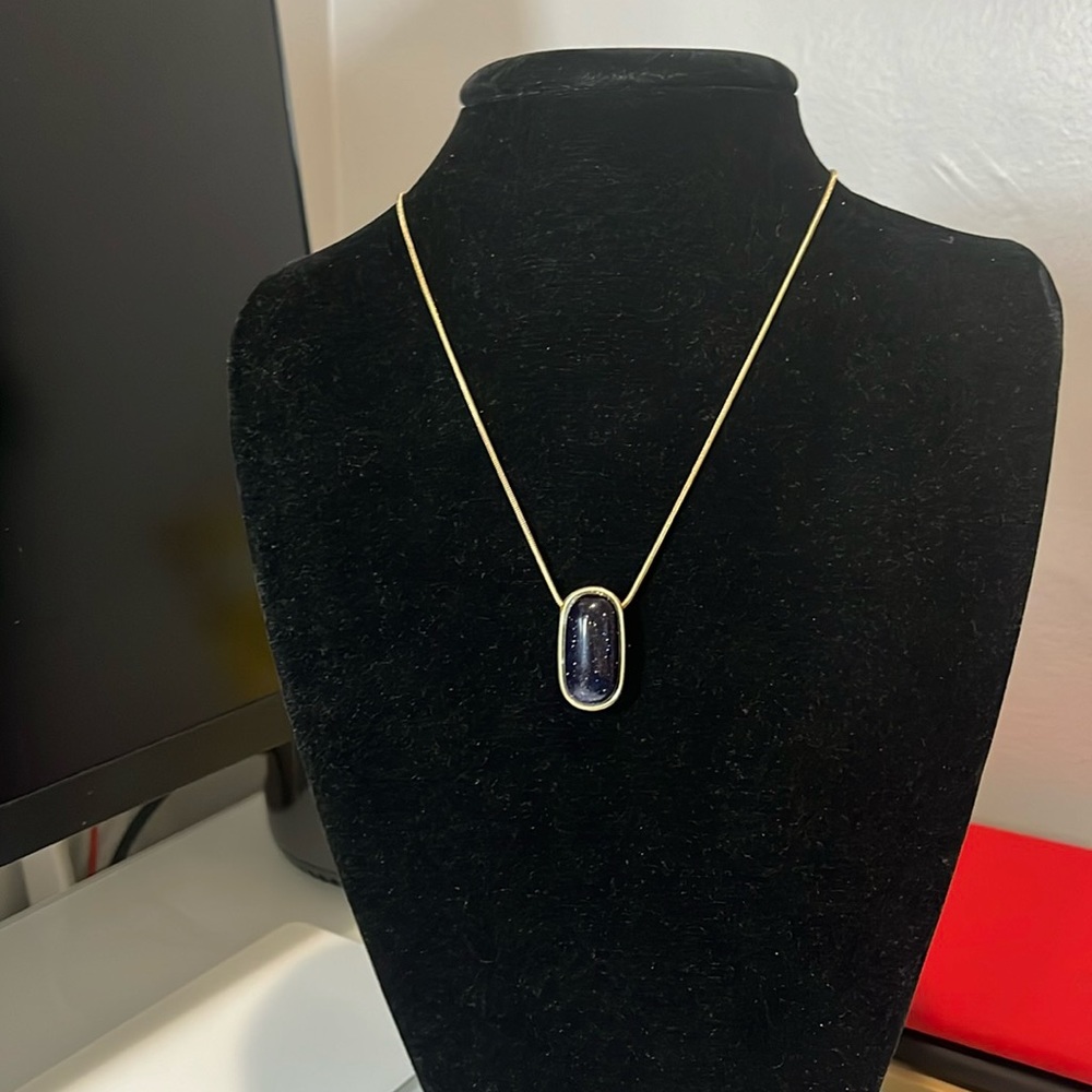 Kenneth Cole New York Goldtone BLUE SANDSTONE Oval Pendant Necklace